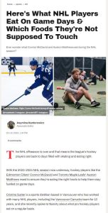 news article about what NHL players eat on game days